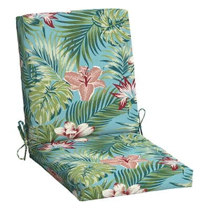 37"L x 19.5"W Turquoise Palm 1 Piece Rectangle Outdoor Chair Cushion - Picture 1 of 5