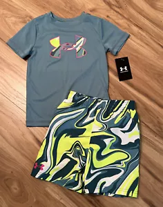 NEW NWT Under Armour Swim Tee Shirt Rash Guard Swim Shorts Boys 5 - Picture 1 of 8