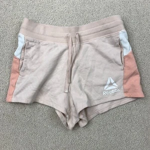 Reebok Athletic Knit Short Women Size L Pink High Rise Elastic Waist Drawstring - Picture 1 of 8
