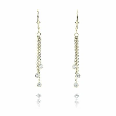 Pendientes araña de oro amarillo de 14K con estaciones de diamantes por yarda 0,60 quilates Foto 1 de 2