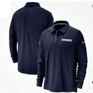 Dallas COWBOYS Nike Sideline Performance Team Issue UV Long Sleeve Polo - Navy S - Picture 1 of 8