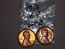 wheat penny 1956,1956D SET  RED BU 1956-D LINCOLN CENT LOT #B UNC RED LUSTER