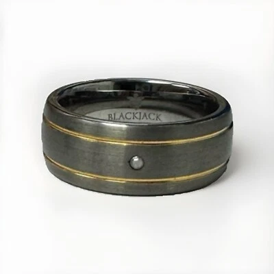 Banda de tungsteno dorado con diamante BlackJack para hombre talla 8 Foto 1 de 3