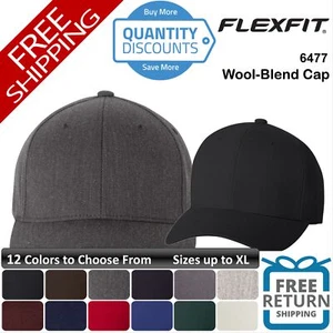 🔥 Flexfit Men Wool-blend Cap Hat Structured Six-panel, Mid-profile 2 Sizes 6477 - Picture 1 of 37