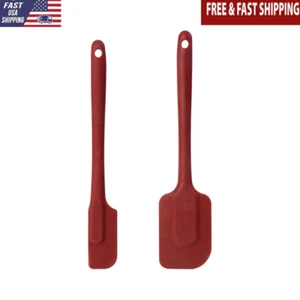 Silicone Kitchen Spatula Set Heat Resistant Flexible Heads Dishwasher Safe Red - Picture 1 of 10