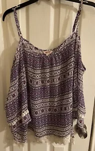 Arizona Jean Company Women’s Purple Cold Shoulder Crochet Trim Blouse Size XXL - Picture 1 of 6