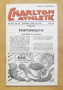 CHARLTON ATHLETIC v PORTSMOUTH 1946/1947 Excellent Condition Football Programme - Picture 1 of 2