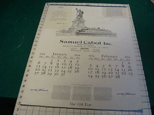 Samuel Cabot inc. out of Boston LARGE UNUSED CALENDAR 1974 - Picture 1 of 3