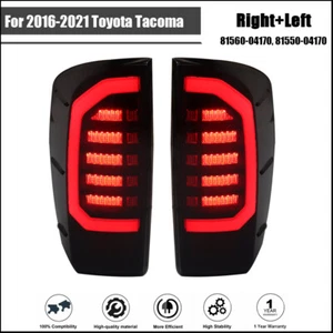 Pair Tail Lights Fit For 2016-2021 Toyota Tacoma Outer Rear Lamps LH+RH LED Red - Picture 1 of 12
