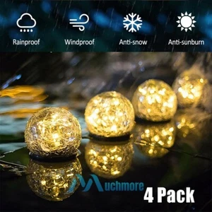 4Pack Solar Globe Lights Outdoor Waterproof Solar Cracked Glass Ball for Garden - Picture 1 of 16