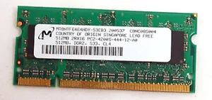 MICRON Laptop 512mb DDR2 PC4200 Single Stick RAM V000080460 Memory 400 mHz CL3 - Picture 1 of 2