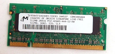 MICRON Laptop 512mb DDR2 PC4200 Single Stick RAM V000080460 Memory 400 mHz CL3 - Image 1 of 2