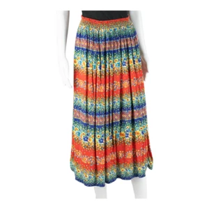 Long A-Line Skirt Red Floral Womens UK 4 - Picture 1 of 5