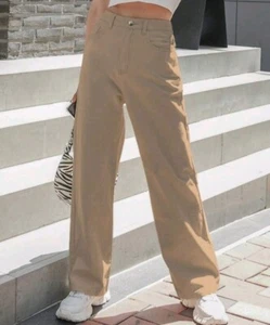 S.O.N.G 90er Boyfriend Jeans Khaki Beige High Waist Straight Leg Gr.9/29 - Bild 1 von 6