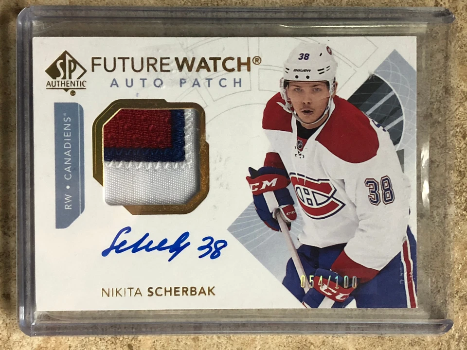 17-18 UD SPA SP Authentic FWAP Future Watch Auto Patch #138 NIKITA SCHERBAK /100 - Image 1 of 1