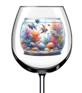 12x Watercolor Aquarium Sea Fish Jar Wine Glass Bottle Car Vinyl Sticker Decal - Picture 1 of 3
