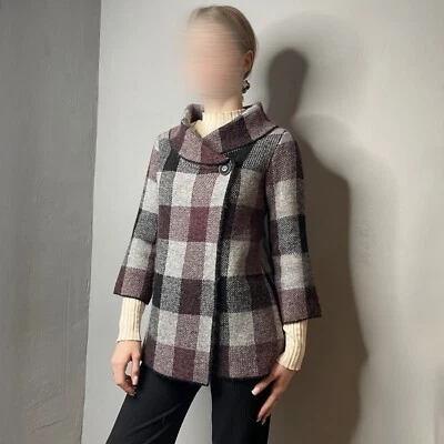 Max Studio Damen Wollmischung Karierter Kragen Cardigan Größe S - Bild 1 von 4