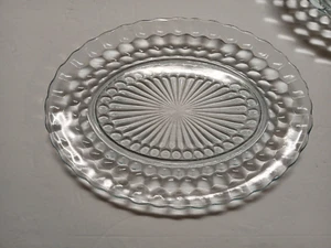 Vintage Anchor Hocking 12" Oval Serving Platter in SAPPHIRE/ICE BLUE BUBBLE - Bild 1 von 6
