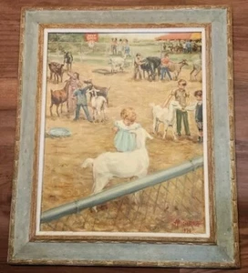 Pintura de zoológico de mascotas firmada por Alicia Rhett (Lo que el viento se llevó) de colección rara 1976 - Imagen 1 de 6