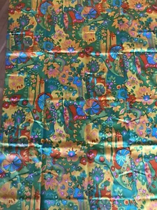 Coupon de satin de coton imprimé des années 1960: 210 x 90 cm - Photo 1/7