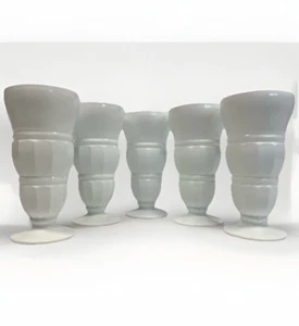 Vintage Indiana Milchglas Soda Eisbecher Gläser 6er Set, 7" hoch - Bild 1 von 9
