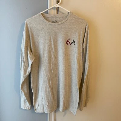 Mens Real Tree Stay Wild Graphic Hunting Long Sleeve T-Shirt Gray Large - Image 1 of 4