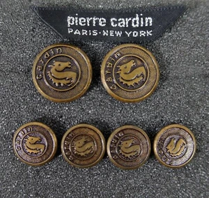 6 Pierre Carden Replacement Logo Buttons Vintage Metal Gold Tone Shank Dragon - Picture 1 of 4