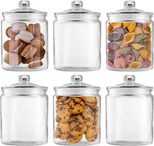 Glass Jars 32Oz, Candy Jar with Lid for Household,Food Grade Clear Jars (6 Pack) - Picture 1 of 12