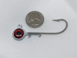 YOUNGBUCKLURES 1/4oz Big Eye Jig 4/0 Hook In White - Picture 1 of 2