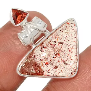 Natürlicher Orire Glücksquarz & Granat 925 Sterling Silber Anhänger Schmuck CP61610 - Bild 1 von 1