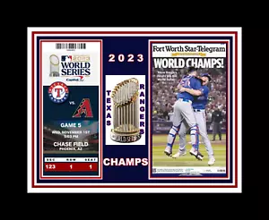 TEXAS RANGERS 2023 WORLD SERIES CHAMP MATTED PIC OF NEWSPAPER FRONT PAGES@TIX #6 - Picture 1 of 1