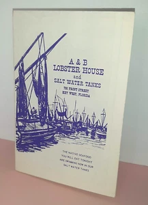 Menú y mapa de restaurante A&B Lobster House Cayos de Florida + salón marino años 60 - Imagen 1 de 4