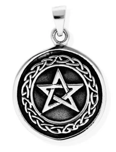 Amulett Kettenanhänger symbolisch Pentagramm aus 925 Silber geschwärzt 36033 - Picture 1 of 4