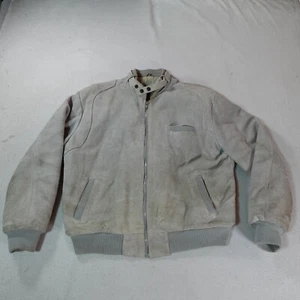 Vintage Suede Bomber Jacket Mens Extra Large Gray Hawk Creek Aviator Pilot Air - Picture 1 of 24