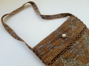 Vintage Antique French Mesh Small Beaded Evening Bag 1920's - Picture 1 of 3