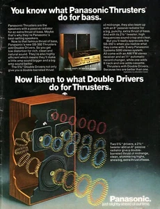 vtg 70s PANASONIC THRUSTERS MAGAZINE PRINT AD Double Driver Stereo Speaker PINUP - Picture 1 of 1