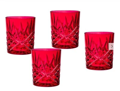 Acrylic Double Old Fashioned Glasses Godinger Dublin Collection Set of 2 Fuchsia - Image 1 of 2