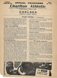 CHARLTON ATHLETIC V CHELSEA ~ 30 MARCH 1946 ~ FOOTBALL LEAGUE SOUTH - Picture 1 of 1