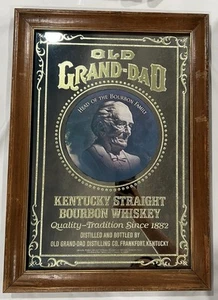 RARE VINTAGE OLD GRAND-DAD KENTUCKY STRAIGHT BOURBON WHISKEY MIRRORED GLASS BAR - Picture 1 of 10