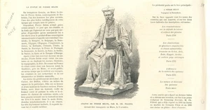 STATUE PIERRE BELON PAR CHARLES FILLEUL LE MANS GRAVURE 1887 - Picture 1 of 1