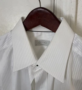 Neu Eton weiß Schatten Streifen formell Smoking Hemd 17 x 35 - Bild 1 von 3