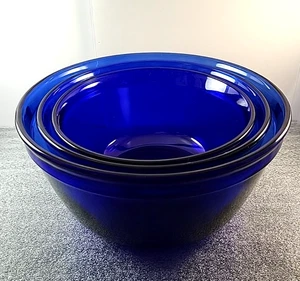 Anchor Hocking Kobaltblau Glas verschachtelte Rührschüsseln - 3er Set - Bild 1 von 15