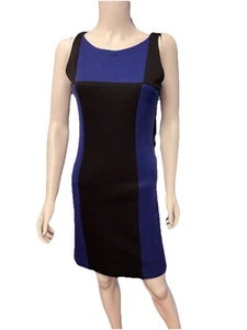 MILLY Royal Blue/Black Sleeveless Wool Blend Sheath Dress $395.00 Size M - Picture 1 of 14