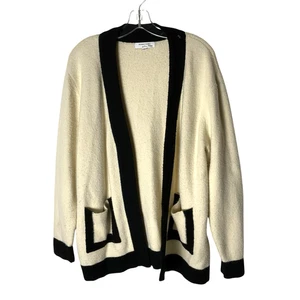 Ronny Kobo Colorblock Cardigan Pullover Ivory Schwarz Gr. Medium *MANGEL LESEN - Bild 1 von 8