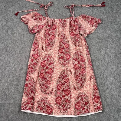 Mini Vestido Madewell Acuarela Cachemira Seda Hombro Frío Para Mujer Talla Pequeña Foto 1 de 4