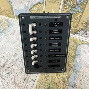 Blue Sea Systems Traditional Metal Panel - AC Main + 6 Positions - Picture 1 of 2