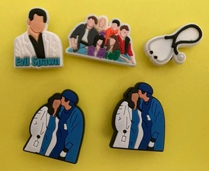 Croc Shoe Grays Anatomy Friends Jibbitz Charms Lot of 5 New - Picture 1 of 1