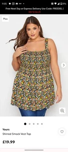 'YOURS Curve' - Shirred Multicoloured Summer Top - Size 24 - Picture 1 of 12