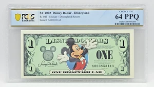 2003 Disney Dollar $1 Disneyland Topolino PCGS 64 PPQ Scelta UNC Valuta - Foto 1 di 12