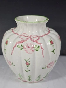 Jarrón vintage Portugal cerámica Victoria Porta rosa floral pintado a mano - Imagen 1 de 8